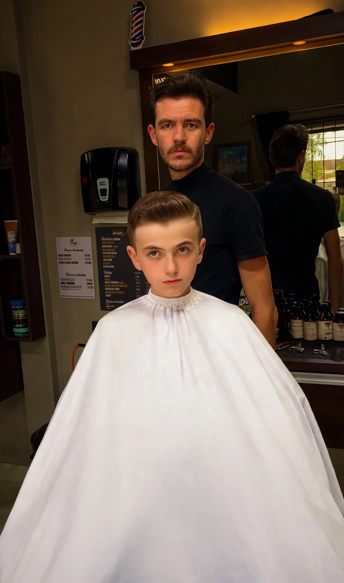 Barbeiro cortando o cabelo de um cliente na Elvis Esser Barber Shop